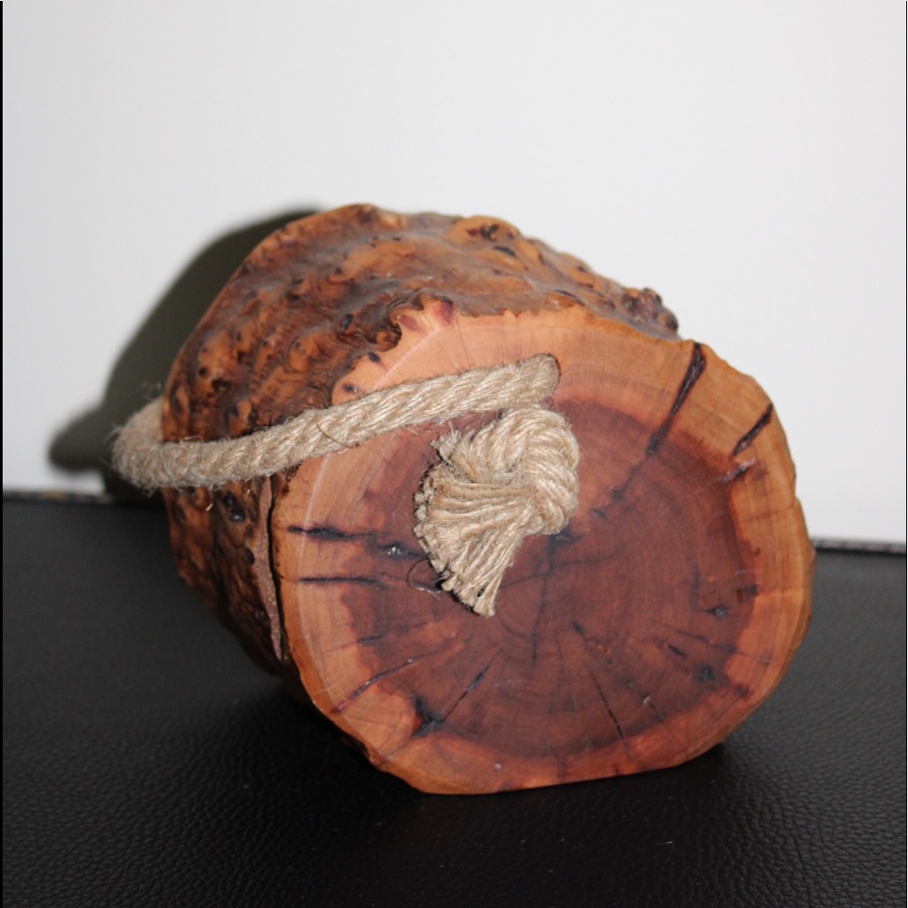 DECORATIVE RUSTIC WOOD CHUNK SLAB WITH ROP - Picture 2 of 16